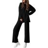 imagePRETTYGARDEN Womens Two Piece Lounge Sets Matching Long Sleeve Shirts Wide Leg Pants Tracksuits Travel Outfits Fall ClothesBlack