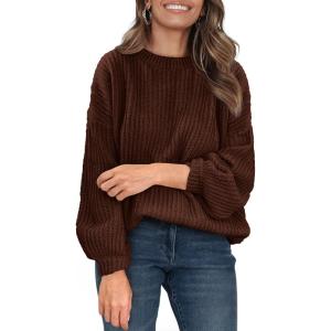 imagePRETTYGARDEN Fall Sweaters for Women 2025 Fashion Long Sleeve Casual Ribbed Knit Winter Clothes Pullover Jumper TopsCoffee