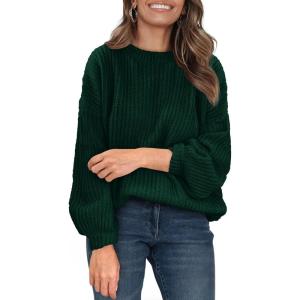 imagePRETTYGARDEN Fall Sweaters for Women 2025 Fashion Long Sleeve Casual Ribbed Knit Winter Clothes Pullover Jumper TopsDark Green