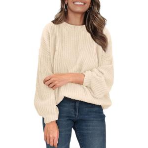 imagePRETTYGARDEN Fall Sweaters for Women 2025 Fashion Long Sleeve Casual Ribbed Knit Winter Clothes Pullover Jumper TopsLight Apricot