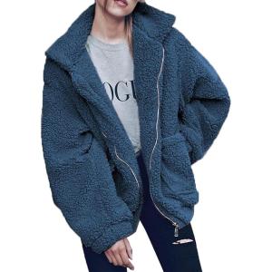 imagePRETTYGARDEN Womens Fashion Winter Coats Sherpa Fleece Faux Fur Shearling Oversized Trendy Jackets Warm Outerwear ClothingBlue
