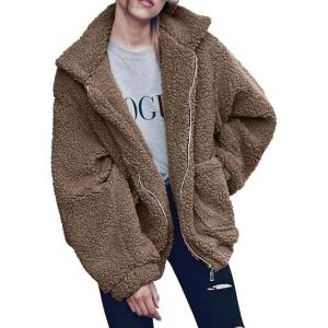 imagePRETTYGARDEN Womens Fashion Winter Coats Sherpa Fleece Faux Fur Shearling Oversized Trendy Jackets Warm Outerwear ClothingCoffee