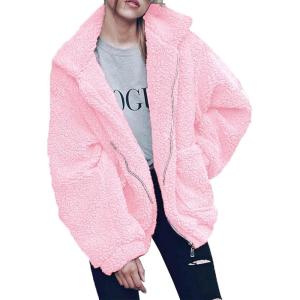 imagePRETTYGARDEN Womens Fashion Winter Coats Sherpa Fleece Faux Fur Shearling Oversized Trendy Jackets Warm Outerwear ClothingPink