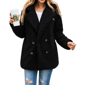 imagePRETTYGARDEN Womens Fashion Winter Coats Sherpa Fleece Faux Fur Shearling Oversized Trendy Jackets Warm Outerwear ClothingStyle Two Black