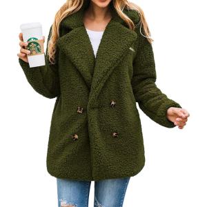 imagePRETTYGARDEN Womens Fashion Winter Coats Sherpa Fleece Faux Fur Shearling Oversized Trendy Jackets Warm Outerwear ClothingStyle Two Green