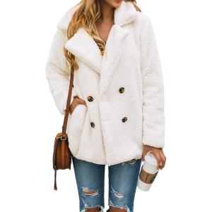 imagePRETTYGARDEN Womens Fashion Winter Coats Sherpa Fleece Faux Fur Shearling Oversized Trendy Jackets Warm Outerwear ClothingStyle Two White