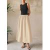 imagePRETTYGARDEN Maxi Dresses for Women 2025 Summer Casual Sleeveless Patchwork Flowy Vacation Sundress Knit Long Work Tank DressBeige Black
