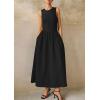 imagePRETTYGARDEN Maxi Dresses for Women 2025 Summer Casual Sleeveless Patchwork Flowy Vacation Sundress Knit Long Work Tank DressBlack