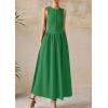 imagePRETTYGARDEN Maxi Dresses for Women 2025 Summer Casual Sleeveless Patchwork Flowy Vacation Sundress Knit Long Work Tank DressGreen