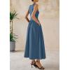 imagePRETTYGARDEN Maxi Dresses for Women 2025 Summer Casual Sleeveless Patchwork Flowy Vacation Sundress Knit Long Work Tank DressGrey Blue