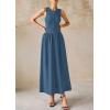 imagePRETTYGARDEN Maxi Dresses for Women 2025 Summer Casual Sleeveless Patchwork Flowy Vacation Sundress Knit Long Work Tank DressGrey Blue