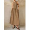 imagePRETTYGARDEN Maxi Dresses for Women 2025 Summer Casual Sleeveless Patchwork Flowy Vacation Sundress Knit Long Work Tank DressKhaki
