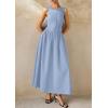 imagePRETTYGARDEN Maxi Dresses for Women 2025 Summer Casual Sleeveless Patchwork Flowy Vacation Sundress Knit Long Work Tank DressLight Blue
