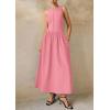 imagePRETTYGARDEN Maxi Dresses for Women 2025 Summer Casual Sleeveless Patchwork Flowy Vacation Sundress Knit Long Work Tank DressPink