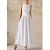 imagePRETTYGARDEN Maxi Dresses for Women 2025 Summer Casual Sleeveless Patchwork Flowy Vacation Sundress Knit Long Work Tank DressWhite
