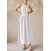 imagePRETTYGARDEN Maxi Dresses for Women 2025 Summer Casual Sleeveless Patchwork Flowy Vacation Sundress Knit Long Work Tank DressWhite