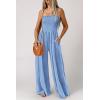imagePRETTYGARDEN Rompers For Women Summer Dressy Casual One Piece Outfits Spaghetti Strap Wide Leg Beach Jumpsuits With Pockets Light BlueLarge