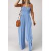 imagePRETTYGARDEN Rompers For Women Summer Dressy Casual One Piece Outfits Spaghetti Strap Wide Leg Beach Jumpsuits With Pockets Light BlueLarge