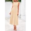 imagePRETTYGARDEN Spring Casual Dresses for Women 2025 Summer Business Work Midi Sleeveless A Line Pleated Cocktail DressApricot