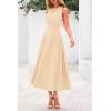 imagePRETTYGARDEN Spring Casual Dresses for Women 2025 Summer Business Work Midi Sleeveless A Line Pleated Cocktail DressApricot