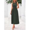 imagePRETTYGARDEN Spring Casual Dresses for Women 2025 Summer Business Work Midi Sleeveless A Line Pleated Cocktail DressArmy Green