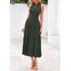 imagePRETTYGARDEN Spring Casual Dresses for Women 2025 Summer Business Work Midi Sleeveless A Line Pleated Cocktail DressArmy Green