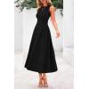 imagePRETTYGARDEN Spring Casual Dresses for Women 2025 Summer Business Work Midi Sleeveless A Line Pleated Cocktail DressBlack