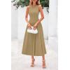imagePRETTYGARDEN Spring Casual Dresses for Women 2025 Summer Business Work Midi Sleeveless A Line Pleated Cocktail DressCamel