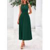 imagePRETTYGARDEN Spring Casual Dresses for Women 2025 Summer Business Work Midi Sleeveless A Line Pleated Cocktail DressDark Green