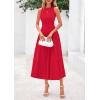 imagePRETTYGARDEN Spring Casual Dresses for Women 2025 Summer Business Work Midi Sleeveless A Line Pleated Cocktail DressRed