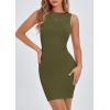 imagePRETTYGARDEN Spring Dresses for Women 2025 Sleeveless Bodycon Short Work Tank Dress Summer Casual Ribbed Mini SundressesArmy Green
