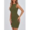 imagePRETTYGARDEN Spring Dresses for Women 2025 Sleeveless Bodycon Short Work Tank Dress Summer Casual Ribbed Mini SundressesArmy Green