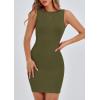 imagePRETTYGARDEN Spring Dresses for Women 2025 Sleeveless Bodycon Short Work Tank Dress Summer Casual Ribbed Mini SundressesArmy Green