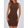 imagePRETTYGARDEN Spring Dresses for Women 2025 Sleeveless Bodycon Short Work Tank Dress Summer Casual Ribbed Mini SundressesDark Khaki
