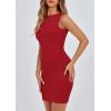 imagePRETTYGARDEN Spring Dresses for Women 2025 Sleeveless Bodycon Short Work Tank Dress Summer Casual Ribbed Mini SundressesRed