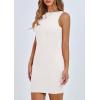 imagePRETTYGARDEN Spring Dresses for Women 2025 Sleeveless Bodycon Short Work Tank Dress Summer Casual Ribbed Mini SundressesWhite