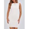 imagePRETTYGARDEN Spring Dresses for Women 2025 Sleeveless Bodycon Short Work Tank Dress Summer Casual Ribbed Mini SundressesWhite