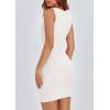 imagePRETTYGARDEN Spring Dresses for Women 2025 Sleeveless Bodycon Short Work Tank Dress Summer Casual Ribbed Mini SundressesWhite