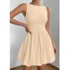 imagePRETTYGARDEN Summer Dresses for Women 2025 Casual Sleeveless Tank Mini Short Dress Crew Neck Bubble Sundress with PocketsApricot