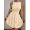 imagePRETTYGARDEN Summer Dresses for Women 2025 Casual Sleeveless Tank Mini Short Dress Crew Neck Bubble Sundress with PocketsApricot