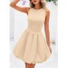 imagePRETTYGARDEN Summer Dresses for Women 2025 Casual Sleeveless Tank Mini Short Dress Crew Neck Bubble Sundress with PocketsApricot