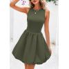 imagePRETTYGARDEN Summer Dresses for Women 2025 Casual Sleeveless Tank Mini Short Dress Crew Neck Bubble Sundress with PocketsArmy Green