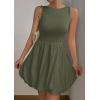 imagePRETTYGARDEN Summer Dresses for Women 2025 Casual Sleeveless Tank Mini Short Dress Crew Neck Bubble Sundress with PocketsArmy Green