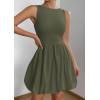 imagePRETTYGARDEN Summer Dresses for Women 2025 Casual Sleeveless Tank Mini Short Dress Crew Neck Bubble Sundress with PocketsArmy Green