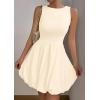 imagePRETTYGARDEN Summer Dresses for Women 2025 Casual Sleeveless Tank Mini Short Dress Crew Neck Bubble Sundress with PocketsBeige
