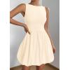 imagePRETTYGARDEN Summer Dresses for Women 2025 Casual Sleeveless Tank Mini Short Dress Crew Neck Bubble Sundress with PocketsBeige