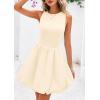 imagePRETTYGARDEN Summer Dresses for Women 2025 Casual Sleeveless Tank Mini Short Dress Crew Neck Bubble Sundress with PocketsBeige