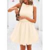 imagePRETTYGARDEN Summer Dresses for Women 2025 Casual Sleeveless Tank Mini Short Dress Crew Neck Bubble Sundress with PocketsBeige