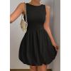 imagePRETTYGARDEN Summer Dresses for Women 2025 Casual Sleeveless Tank Mini Short Dress Crew Neck Bubble Sundress with PocketsBlack