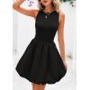 imagePRETTYGARDEN Summer Dresses for Women 2025 Casual Sleeveless Tank Mini Short Dress Crew Neck Bubble Sundress with PocketsBlack
